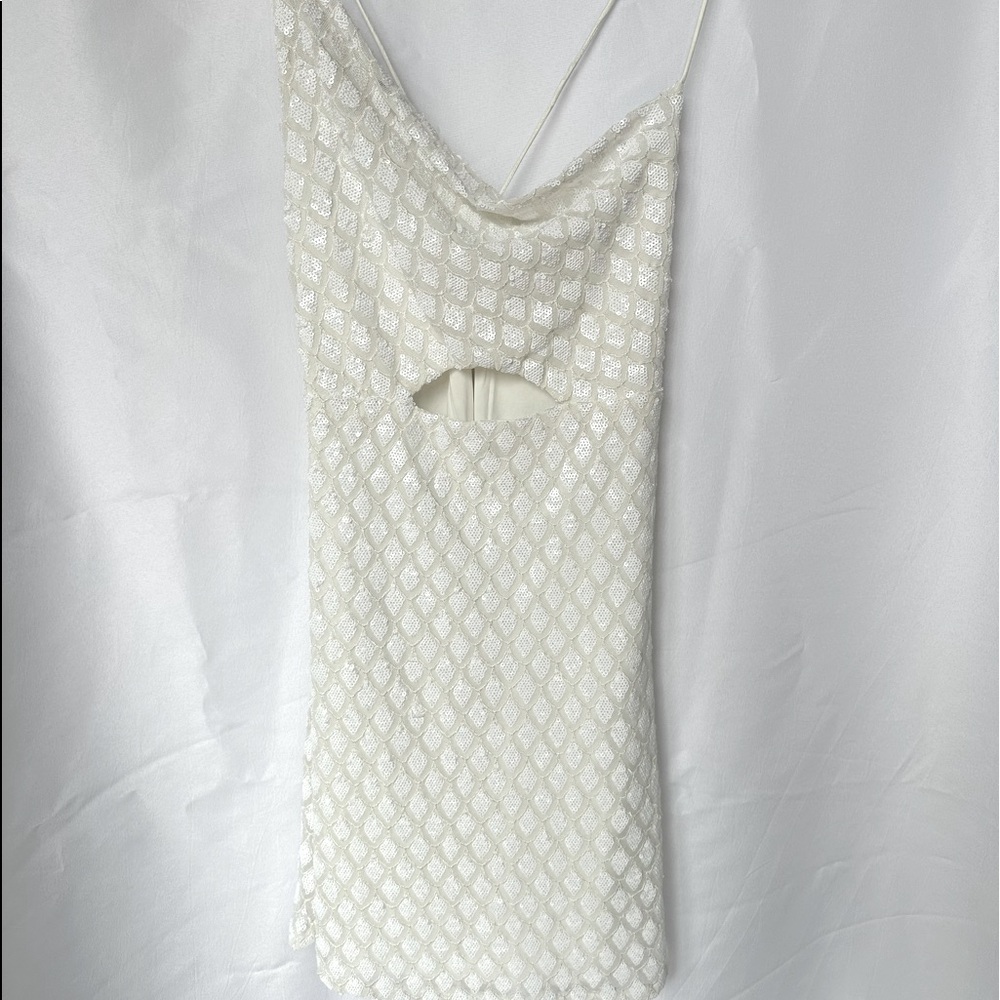 Hello Molly White Sequin Mini Dress Size: S